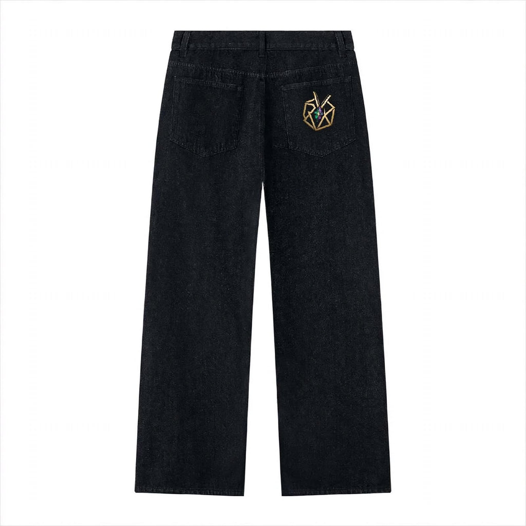 Men's Vintage Wash Wide Leg Denim Jeans