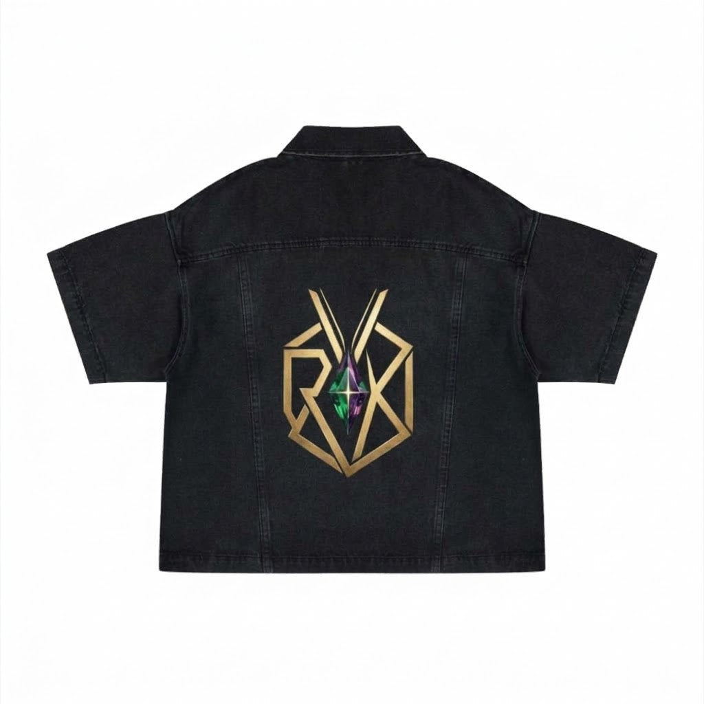 Unisex Vintage Wash Boxy Quarter-Zip Denim Shirt
