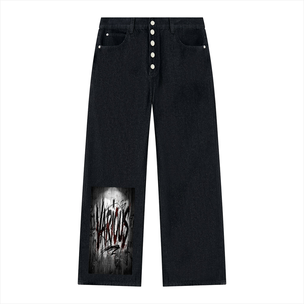 Men's Vintage Wash Wide Leg Denim Jeans