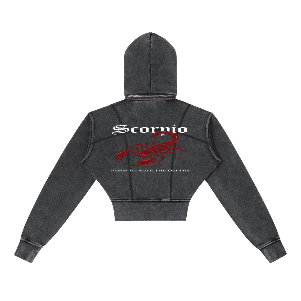 Vintage Washed Cropped Fleece Hoodie