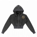 Vintage Washed Cropped Fleece Hoodie