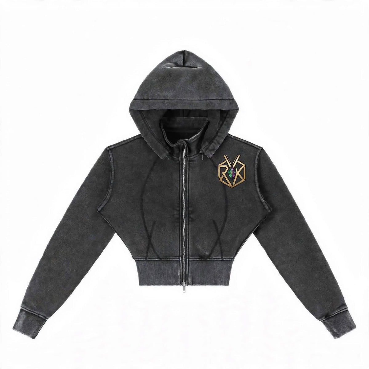 Vintage Washed Cropped Fleece Hoodie